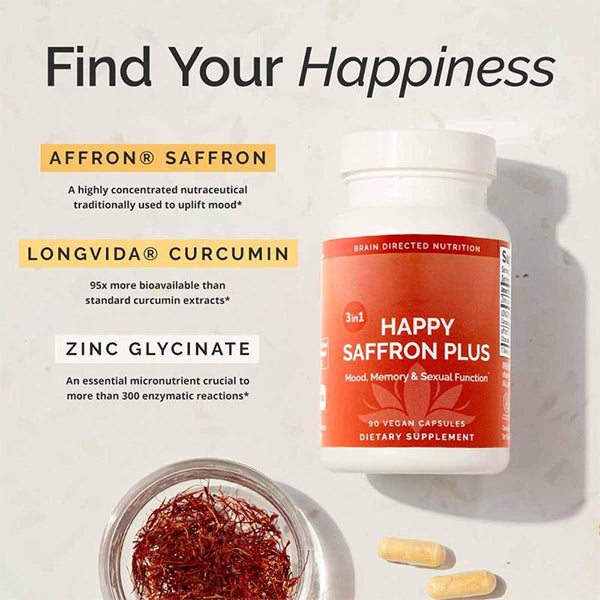 Happy Saffron Plus | Saffron & Curcumin Mood Support Supplement