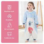 Bear Baby Sleeping Bag Sack Long Sleeve with Feet Swaddle Wearable Blanket for Boys Girls